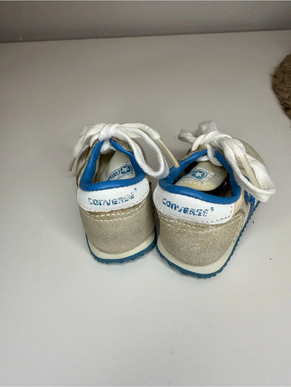 Vintage Converse Infant Baby Sneakers Blue White Suede Korea Size 1 Lace Up